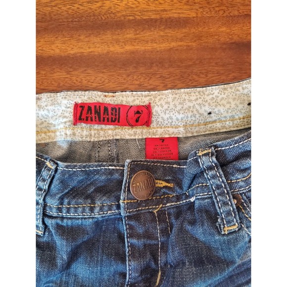 Women's Zandi Denim Distressed Low Rise Short Jean Shorts Size 7 Y2k - Picture 2 of 8